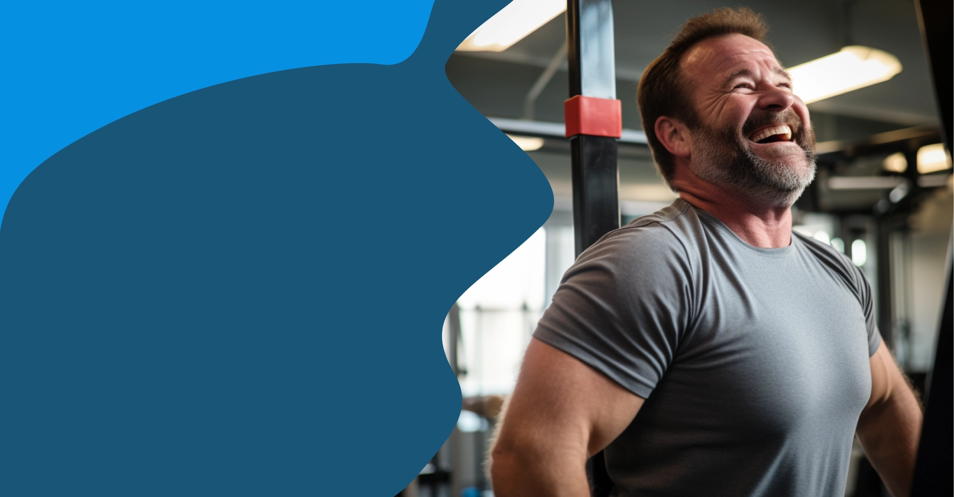 man happy to be working out